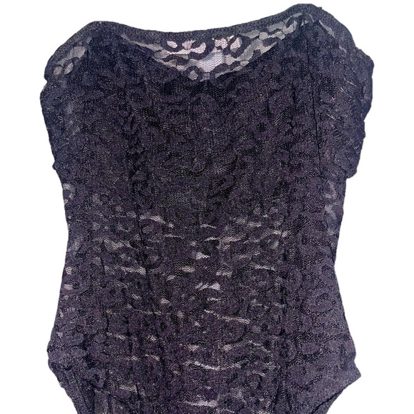 Le Lis Mesh Bodysuit Women Small Cami Tank Lace Edgy Leopard Sheer Black Party - Picture 6 of 11